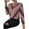 imageSweatyRocks Womens Patterned Fuzzy Knit Business Sweater Long Sleeve Chunky Loose Fit Pullover TopRed and Khaki