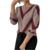 imageSweatyRocks Womens Patterned Fuzzy Knit Business Sweater Long Sleeve Chunky Loose Fit Pullover TopRed and Khaki