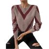 imageSweatyRocks Womens Patterned Fuzzy Knit Business Sweater Long Sleeve Chunky Loose Fit Pullover TopRed and Khaki