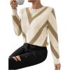 imageSweatyRocks Womens Patterned Fuzzy Knit Business Sweater Long Sleeve Chunky Loose Fit Pullover TopYellow and Beige