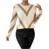 imageSweatyRocks Womens Patterned Fuzzy Knit Business Sweater Long Sleeve Chunky Loose Fit Pullover TopYellow and Beige