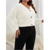 imageSweatyRocks Womens Plus Size Knit Open Front Sweater Long Sleeve Button Loose Short Cardigan Outerwear CoatsApricot