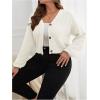 imageSweatyRocks Womens Plus Size Knit Open Front Sweater Long Sleeve Button Loose Short Cardigan Outerwear CoatsApricot