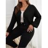 imageSweatyRocks Womens Plus Size Knit Open Front Sweater Long Sleeve Button Loose Short Cardigan Outerwear CoatsBlack