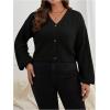 imageSweatyRocks Womens Plus Size Knit Open Front Sweater Long Sleeve Button Loose Short Cardigan Outerwear CoatsBlack