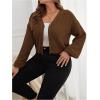imageSweatyRocks Womens Plus Size Knit Open Front Sweater Long Sleeve Button Loose Short Cardigan Outerwear CoatsCoffee Brown