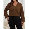 imageSweatyRocks Womens Plus Size Knit Open Front Sweater Long Sleeve Button Loose Short Cardigan Outerwear CoatsCoffee Brown