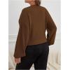 imageSweatyRocks Womens Plus Size Knit Open Front Sweater Long Sleeve Button Loose Short Cardigan Outerwear CoatsCoffee Brown
