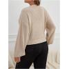 imageSweatyRocks Womens Plus Size Knit Open Front Sweater Long Sleeve Button Loose Short Cardigan Outerwear CoatsKhaki