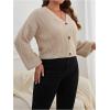 imageSweatyRocks Womens Plus Size Knit Open Front Sweater Long Sleeve Button Loose Short Cardigan Outerwear CoatsKhaki