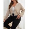 imageSweatyRocks Womens Plus Size Knit Open Front Sweater Long Sleeve Button Loose Short Cardigan Outerwear CoatsKhaki