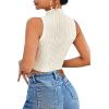 imageSweatyRocks Womens Sleeveless Halter Twist Front Crop Top Slim Fit Ribbed Knit Vest Tank TopsApricot