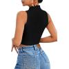 imageSweatyRocks Womens Sleeveless Halter Twist Front Crop Top Slim Fit Ribbed Knit Vest Tank TopsBlack