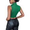 imageSweatyRocks Womens Sleeveless Halter Twist Front Crop Top Slim Fit Ribbed Knit Vest Tank TopsGreen