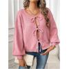 imageSweatyRocks Womens Tie Front Cropped Cardigan Sweater Lace Up Knitwear JacketPink