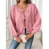 imageSweatyRocks Womens Tie Front Cropped Cardigan Sweater Lace Up Knitwear JacketPink