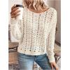 imageSweatyRocks Womens Twist Back Hollow Out Sweater Off The Shoulder Long Sleeve Knit Pullover TopsBeige