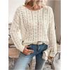 imageSweatyRocks Womens Twist Back Hollow Out Sweater Off The Shoulder Long Sleeve Knit Pullover TopsBeige