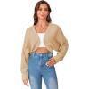 imageSweatyRocks Womens Casual Long Sleeve Ribbed Knit Top Open Front Cropped Cardigan SweaterBeige