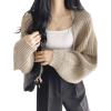 imageSweatyRocks Womens Casual Long Sleeve Ribbed Knit Top Open Front Cropped Cardigan SweaterKhaki