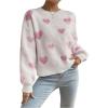 imageSweatyRocks Womens Casual Long Sleeve Round Neck Top Drop Shoulder Pattern Cable Knit Pullover SweaterPink
