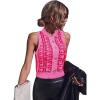 imageSweatyRocks Womens High Neck Button Graphic Sleeveless Knit Sweater Tank Tops Crop TopHot Pink