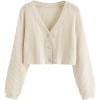 imageSweatyRocks Womens Long Sleeve Button Front V Neck Soft Knit Cardigan SweatersBeige