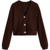 imageSweatyRocks Womens Long Sleeve Button Front V Neck Soft Knit Cardigan SweatersChocolate Brown