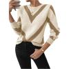 imageSweatyRocks Womens Patterned Fuzzy Knit Business Sweater Long Sleeve Chunky Loose Fit Pullover TopYellow and Beige
