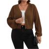 imageSweatyRocks Womens Plus Size Knit Open Front Sweater Long Sleeve Button Loose Short Cardigan Outerwear CoatsCoffee Brown