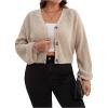 imageSweatyRocks Womens Plus Size Knit Open Front Sweater Long Sleeve Button Loose Short Cardigan Outerwear CoatsKhaki