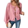 imageSweatyRocks Womens Tie Front Cropped Cardigan Sweater Lace Up Knitwear JacketPink