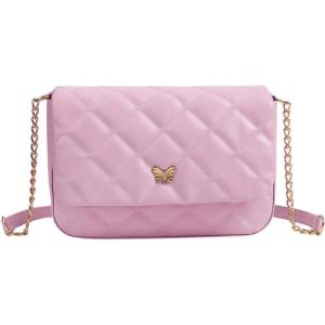 imageSweatyRocks Girls PU Leather Chain Strap Crossbody Bag Metal Decor Flap Wallet Mini Square Bag White OneSizePink