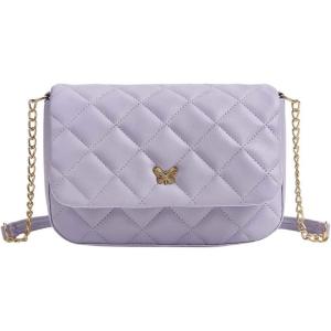 imageSweatyRocks Girls PU Leather Chain Strap Crossbody Bag Metal Decor Flap Wallet Mini Square Bag White OneSizePurple