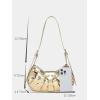 imageSweatyRocks Womens Buckle Leather Crocodile Embossed Zipper Handbag Shoulder Bag with Adjustable StrapGold