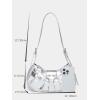 imageSweatyRocks Womens Buckle Leather Crocodile Embossed Zipper Handbag Shoulder Bag with Adjustable StrapPlain Silver