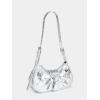 imageSweatyRocks Womens Buckle Leather Crocodile Embossed Zipper Handbag Shoulder Bag with Adjustable StrapPlain Silver