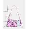 imageSweatyRocks Womens Buckle Leather Crocodile Embossed Zipper Handbag Shoulder Bag with Adjustable StrapSolid Pink