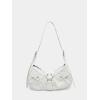 imageSweatyRocks Womens Buckle Leather Crocodile Embossed Zipper Handbag Shoulder Bag with Adjustable StrapWhite