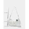 imageSweatyRocks Womens Buckle Leather Crocodile Embossed Zipper Handbag Shoulder Bag with Adjustable StrapWhite