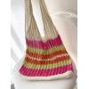 imageSweatyRocks Womens Colorblock Hollow Out Crochet Bag Double Handle Shoulder Handbag Large Capacity Shopping BagsMulticolor