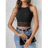 imageSweatyRocks Womens Floral Lace Slim Fit Crop Halter Top Sleeveless Cami Tank TopsBlack
