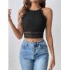 imageSweatyRocks Womens Floral Lace Slim Fit Crop Halter Top Sleeveless Cami Tank TopsBlack