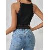 imageSweatyRocks Womens Floral Lace Slim Fit Crop Halter Top Sleeveless Cami Tank TopsBlack
