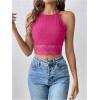 imageSweatyRocks Womens Floral Lace Slim Fit Crop Halter Top Sleeveless Cami Tank TopsHot Pink