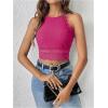 imageSweatyRocks Womens Floral Lace Slim Fit Crop Halter Top Sleeveless Cami Tank TopsHot Pink