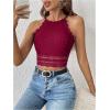 imageSweatyRocks Womens Floral Lace Slim Fit Crop Halter Top Sleeveless Cami Tank TopsRed