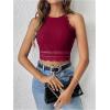 imageSweatyRocks Womens Floral Lace Slim Fit Crop Halter Top Sleeveless Cami Tank TopsRed