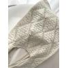 imageSweatyRocks Womens Hollow Out Knitted Large Capacity Shoulder Handbag Geometric Pattern Double Handle Solid Crochet BagBeige
