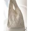 imageSweatyRocks Womens Hollow Out Knitted Large Capacity Shoulder Handbag Geometric Pattern Double Handle Solid Crochet BagBeige